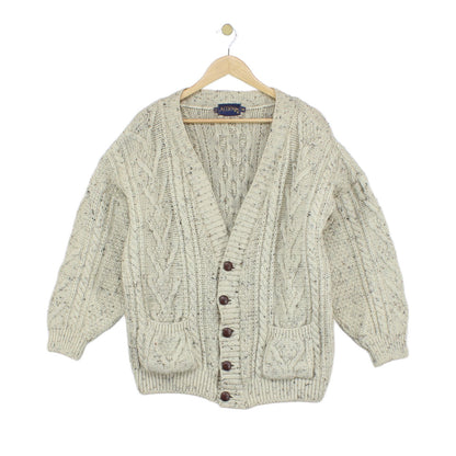 Womens Cable Knit Cardigan Chunky Knit Wool
