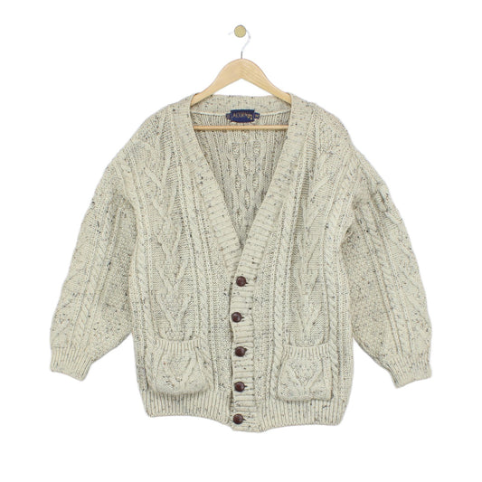 Womens Cable Knit Cardigan Chunky Knit Wool