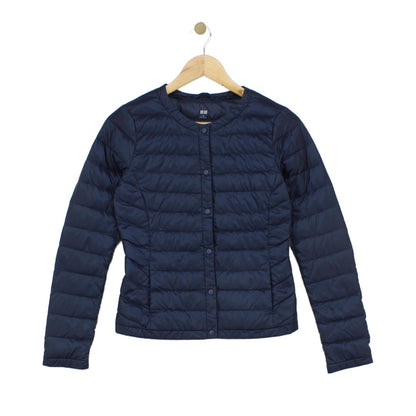 Womens Quilted Down Jacket Snap Button Lightweight