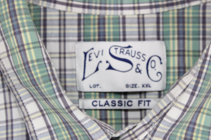 Mens Check Shirt Button Up Short Sleeve Classic