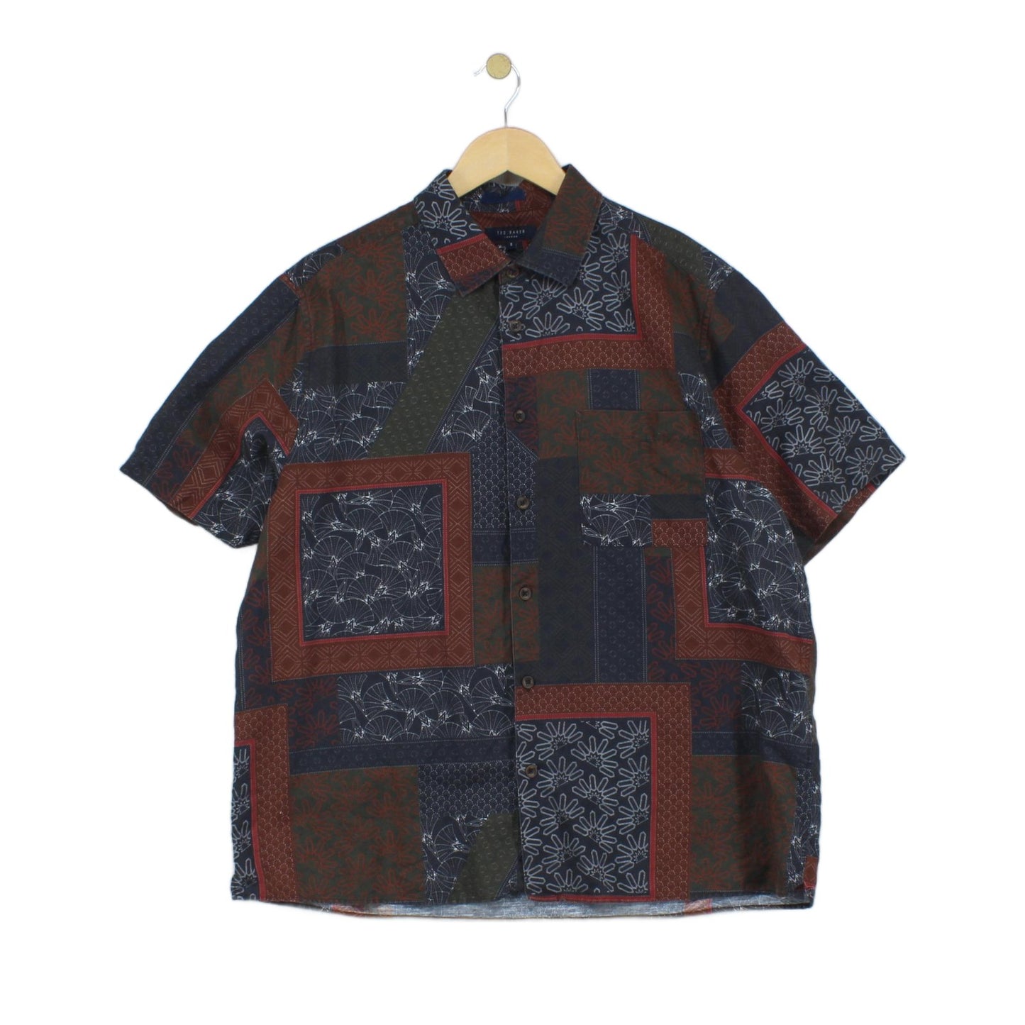 Mens Patterned Shirt Short Sleeve Button Up