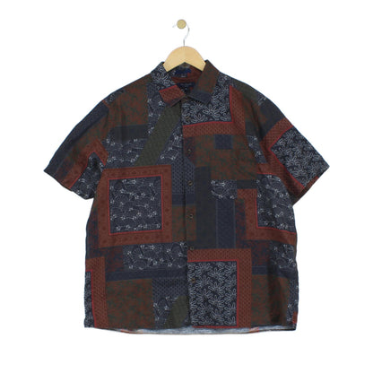 Mens Patterned Shirt Short Sleeve Button Up