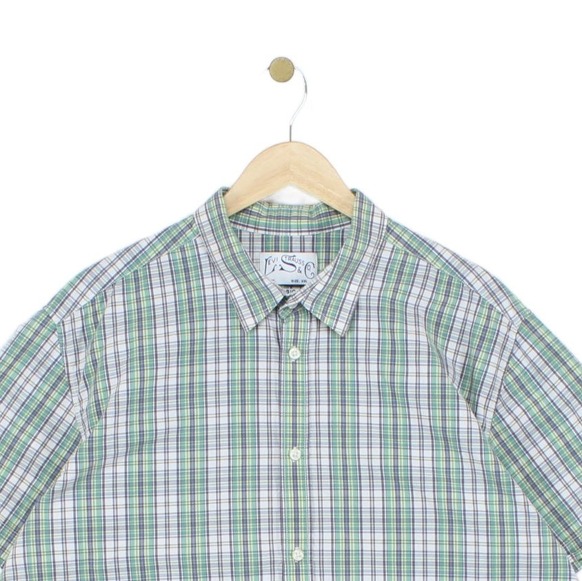 Mens Check Shirt Button Up Short Sleeve Classic