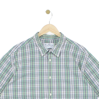 Mens Check Shirt Button Up Short Sleeve Classic