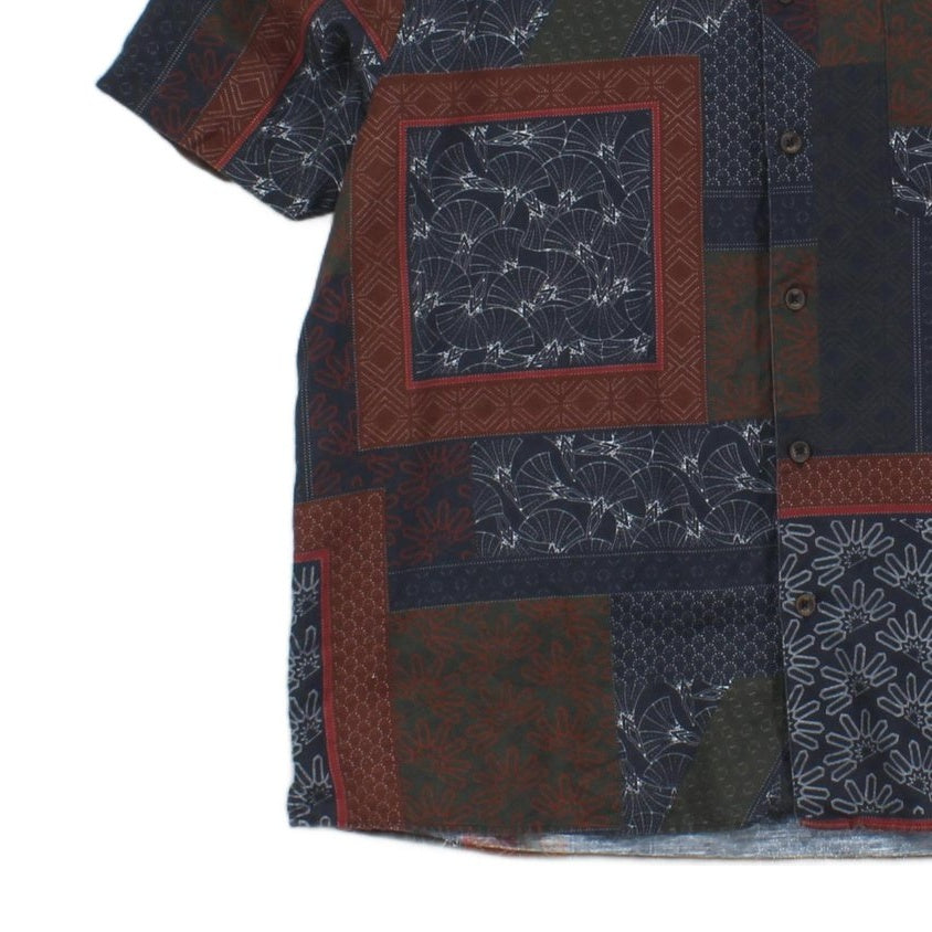 Mens Patterned Shirt Short Sleeve Button Up