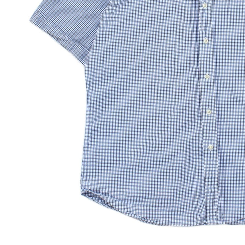 Mens Check Shirt Short Sleeve Slim Fit
