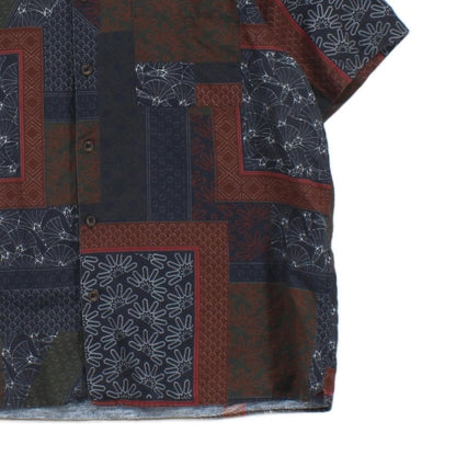 Mens Patterned Shirt Short Sleeve Button Up