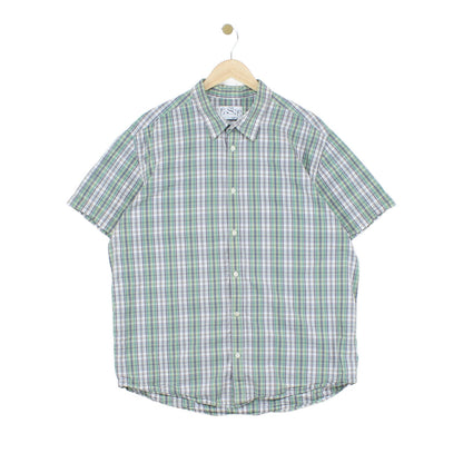 Mens Check Shirt Button Up Short Sleeve Classic