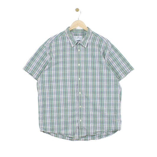 Mens Check Shirt Button Up Short Sleeve Classic