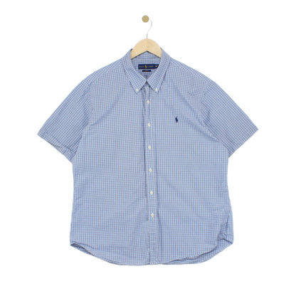 Mens Check Shirt Short Sleeve Slim Fit