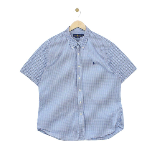 Mens Check Shirt Short Sleeve Slim Fit