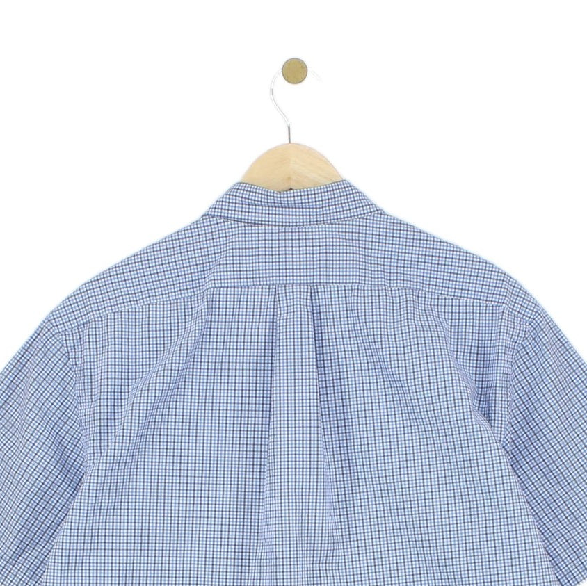 Mens Check Shirt Short Sleeve Slim Fit