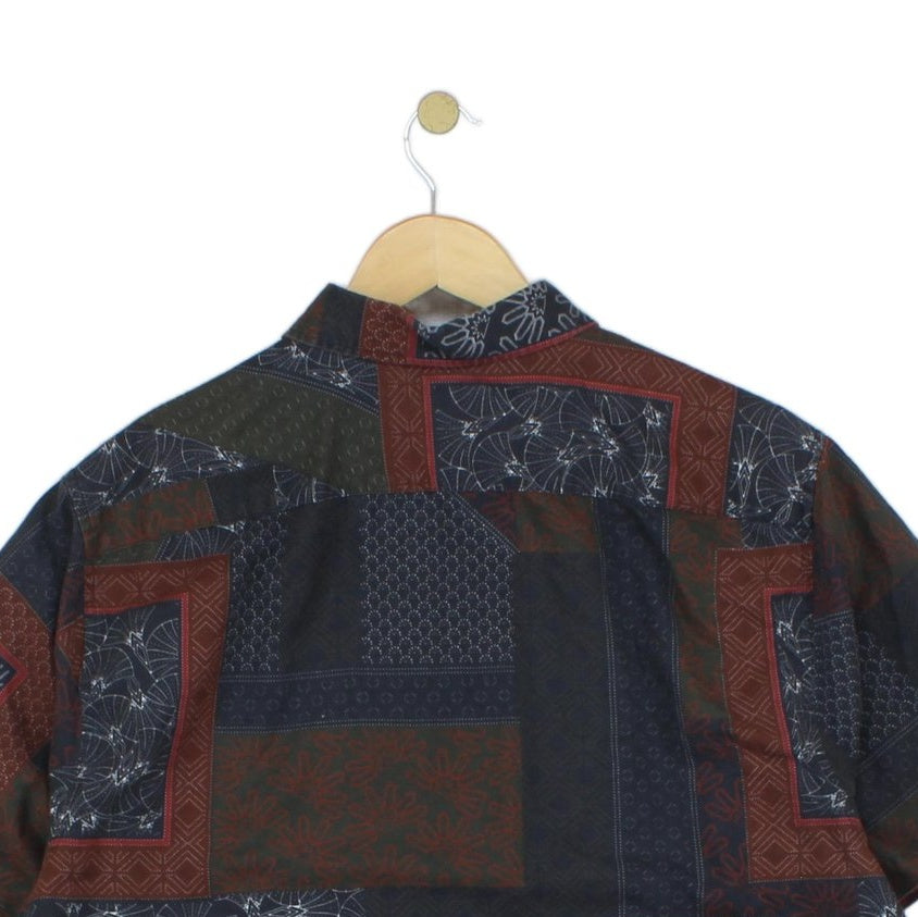 Mens Patterned Shirt Short Sleeve Button Up