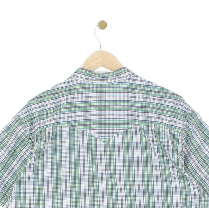 Mens Check Shirt Button Up Short Sleeve Classic