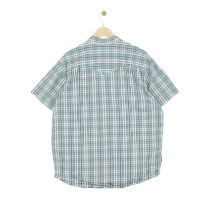 Mens Check Shirt Button Up Short Sleeve Classic