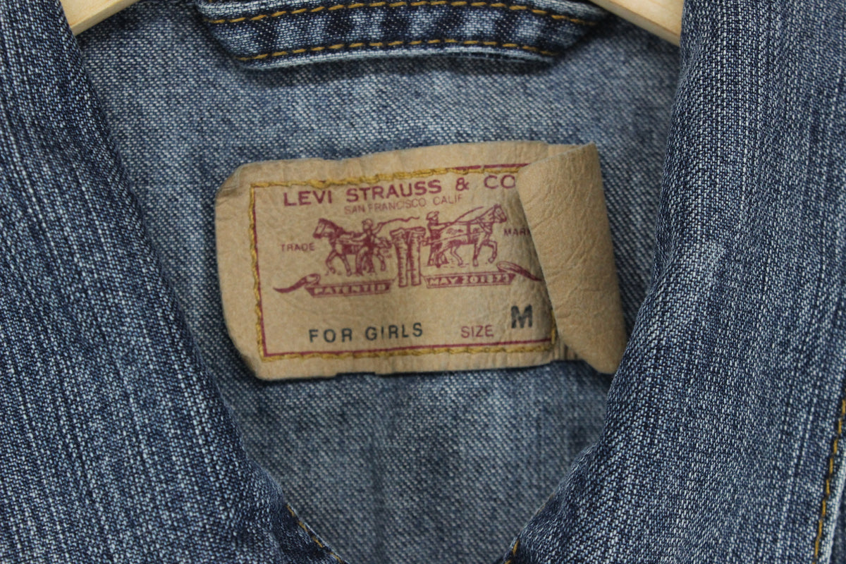 Womens Denim Jacket Button Long Sleeve