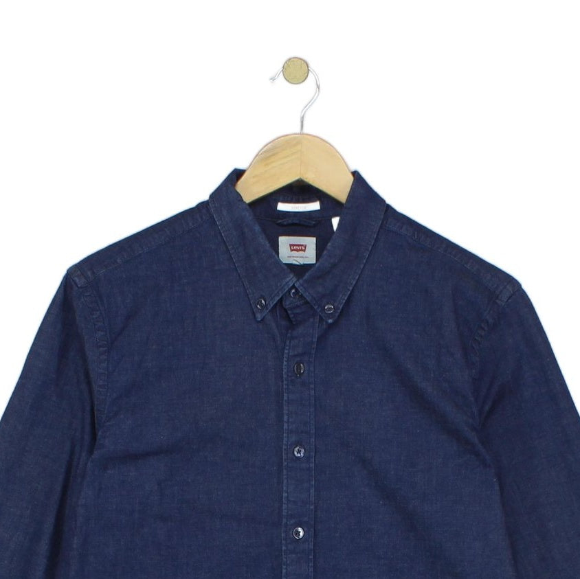 Mens Denim Shirt Button Up Stretch