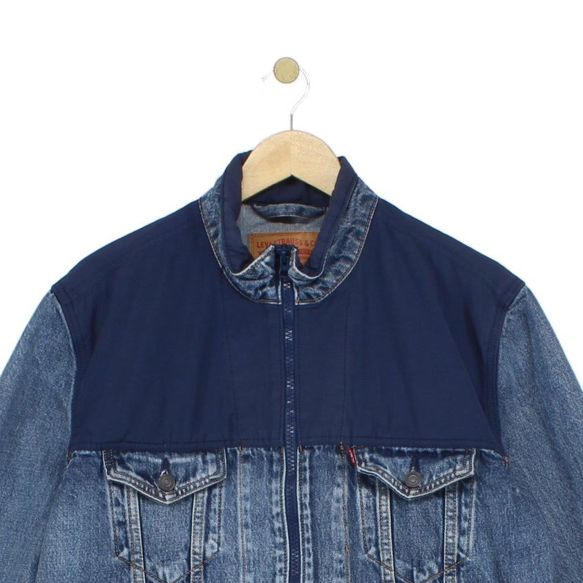 Mens Denim Jacket Full Zip Classic Panelled