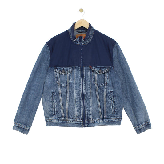Mens Denim Jacket Full Zip Classic Panelled