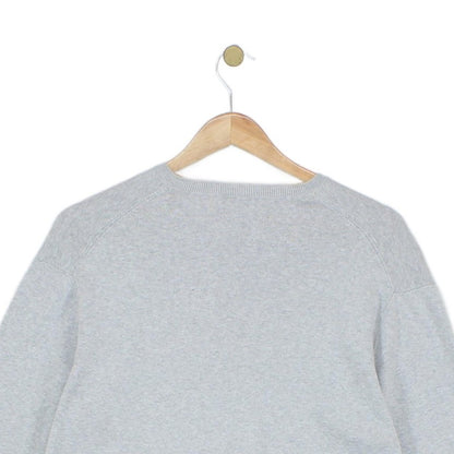 Mens V-Neck Jumper Ribbed Knit Cotton