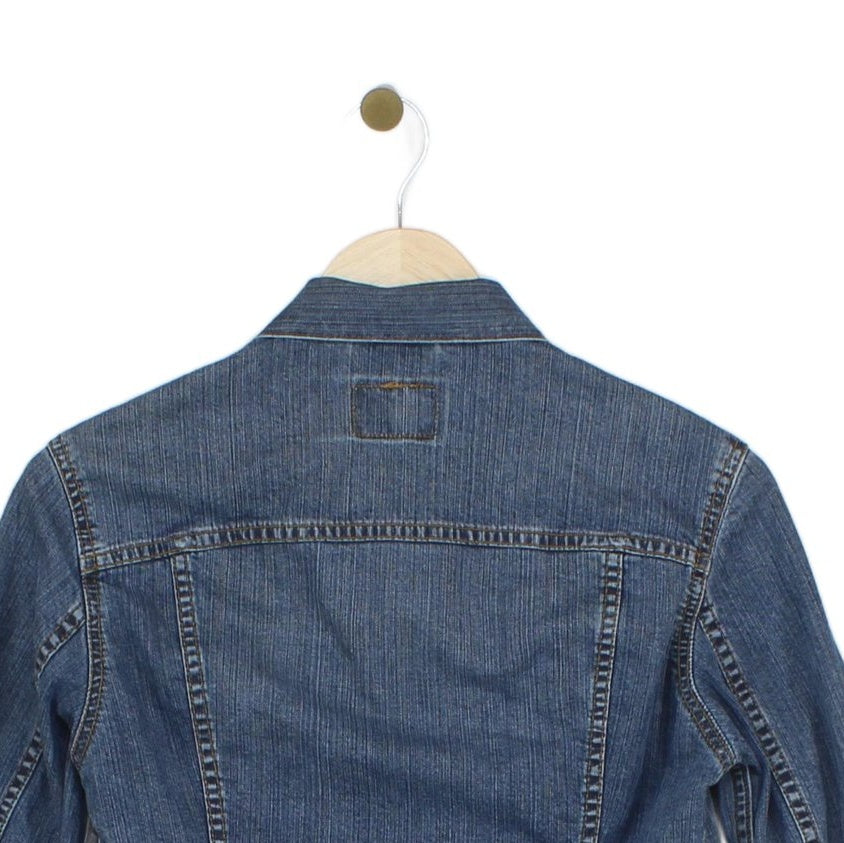 Womens Denim Jacket Button Long Sleeve