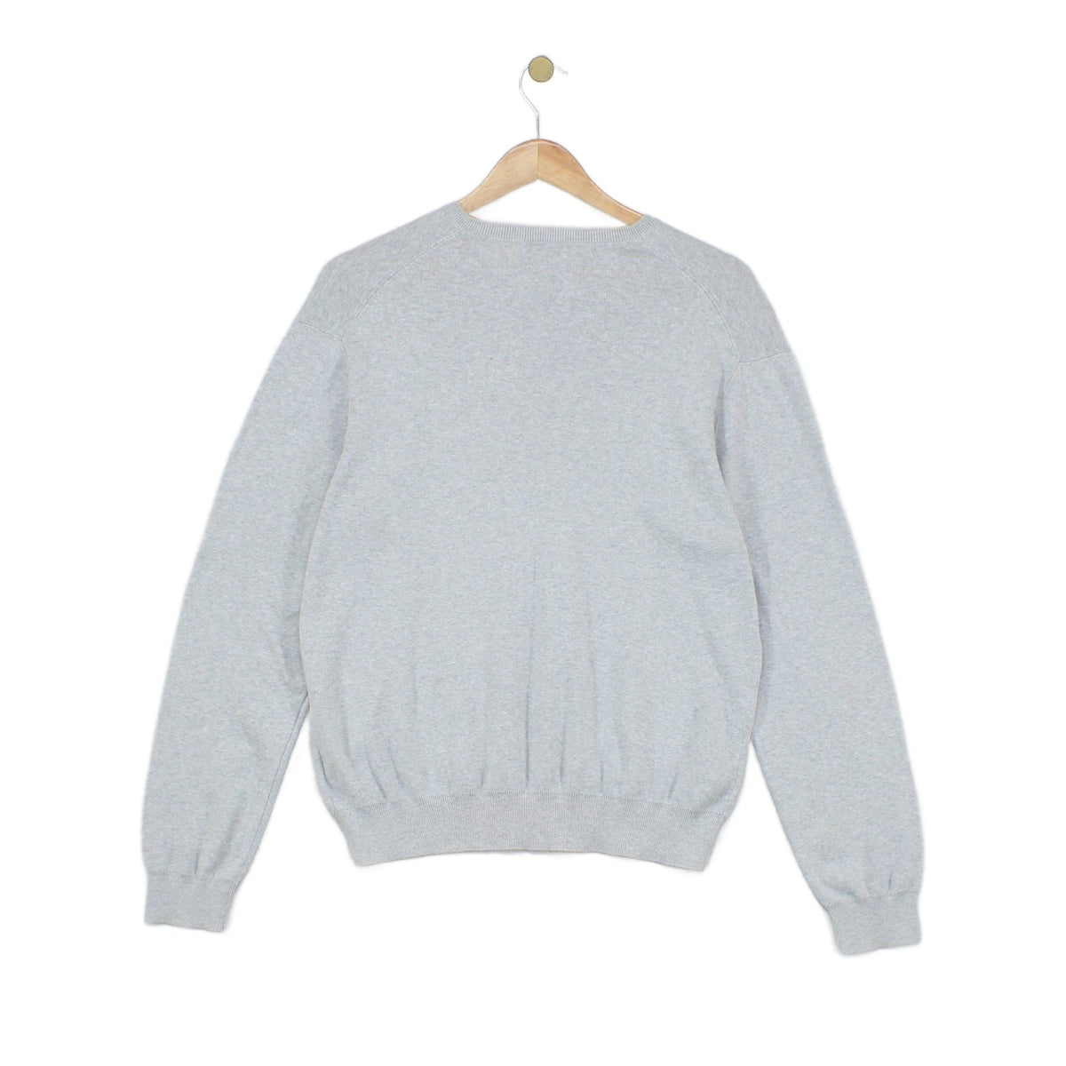Mens V-Neck Jumper Ribbed Knit Cotton