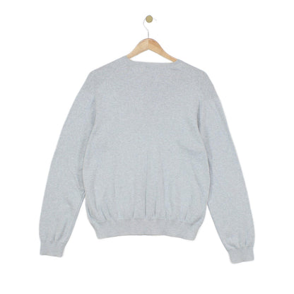 Mens V-Neck Jumper Ribbed Knit Cotton
