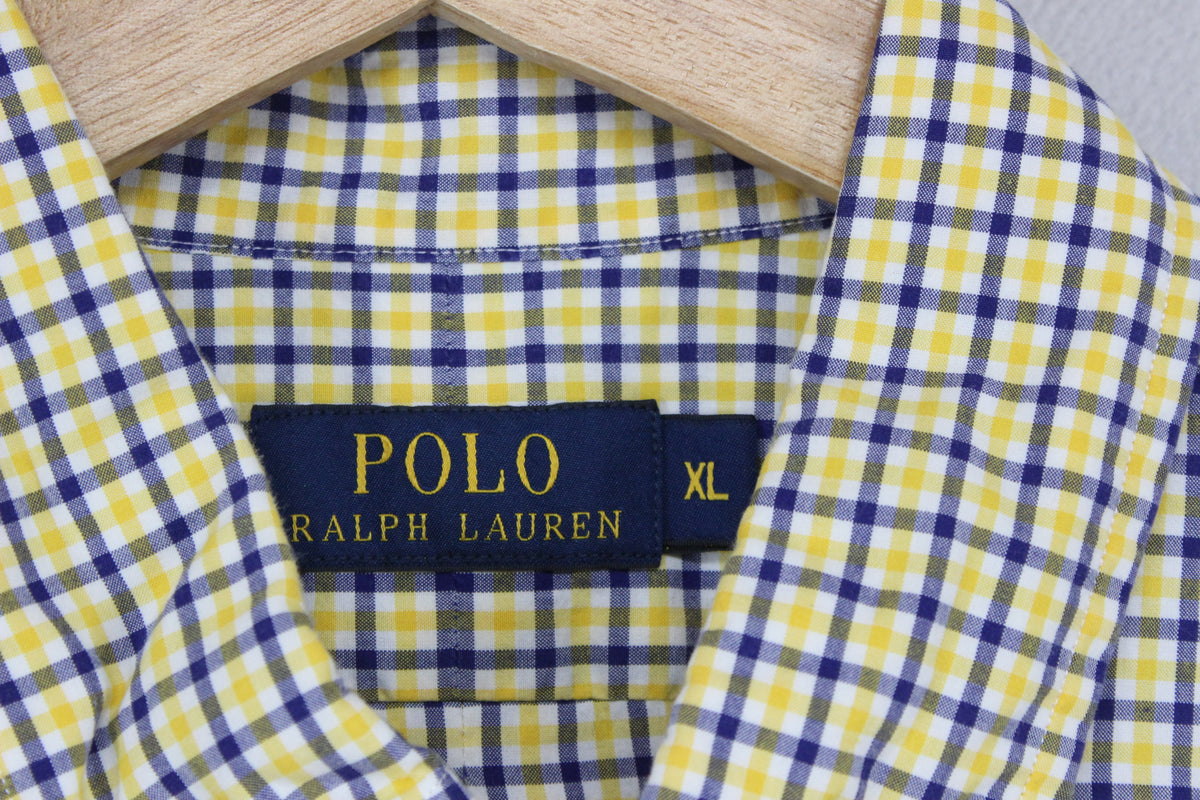 Mens Check Shirt Short Sleeve Button Down