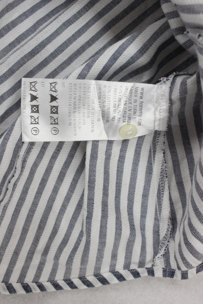 Womens Striped Shirt Button Up Cotton Linen