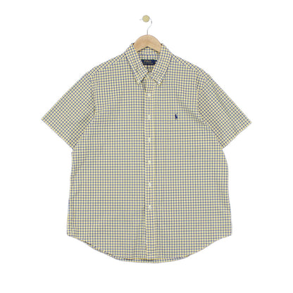 Mens Check Shirt Short Sleeve Button Down