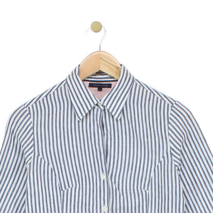 Womens Striped Shirt Button Up Cotton Linen