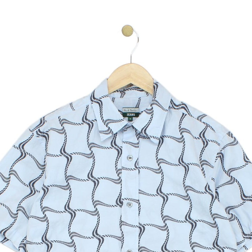 Mens Patterned Shirt Geometric Collared