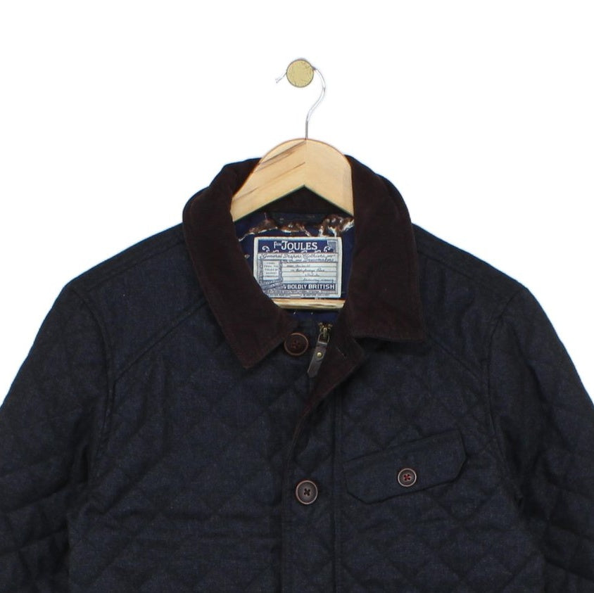 Mens Quilted Jacket Corduroy Collar Button