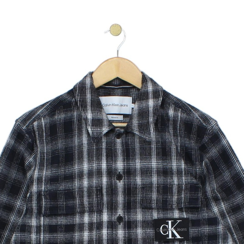 Mens Plaid Overshirt Long Sleeve Relaxed Fit