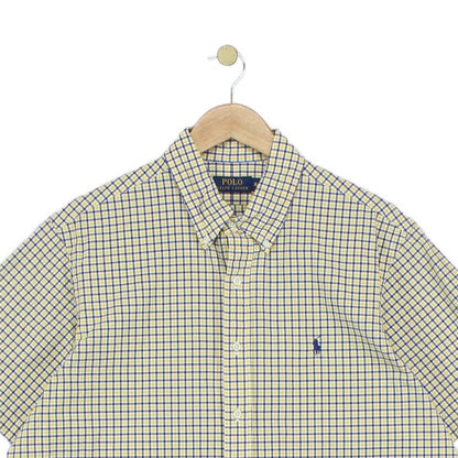 Mens Check Shirt Short Sleeve Button Down