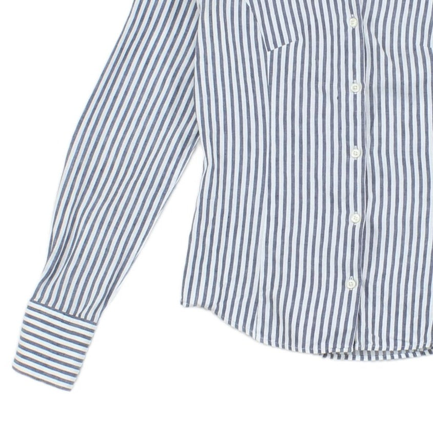 Womens Striped Shirt Button Up Cotton Linen
