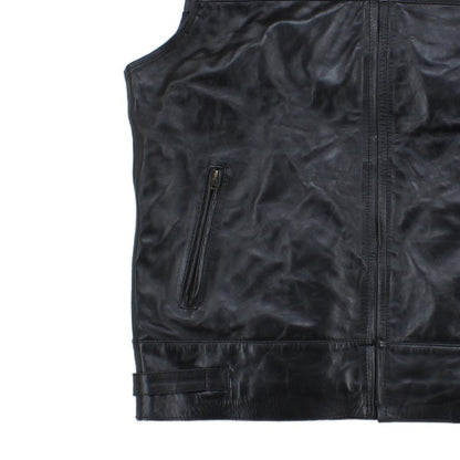 Mens Custom Leather Vest Jacket Sleeveless
