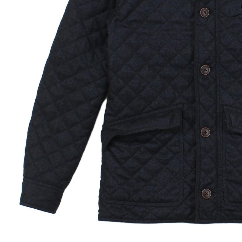 Mens Quilted Jacket Corduroy Collar Button