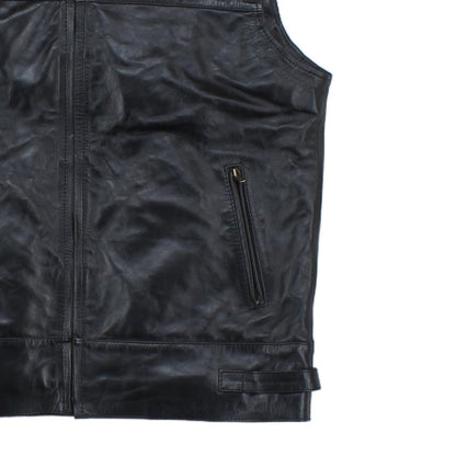 Mens Custom Leather Vest Jacket Sleeveless