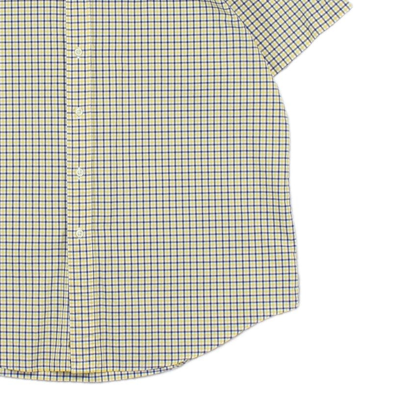 Mens Check Shirt Short Sleeve Button Down
