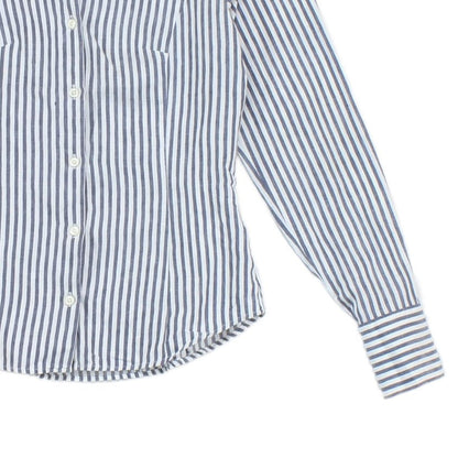 Womens Striped Shirt Button Up Cotton Linen