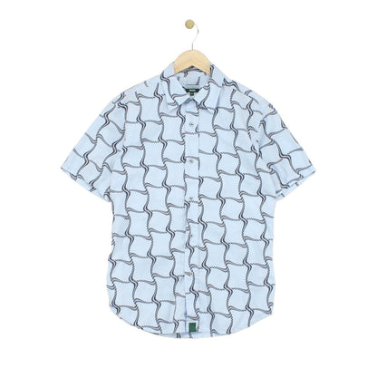 Mens Patterned Shirt Geometric Collared