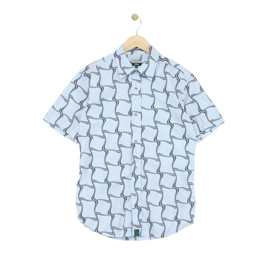 Mens Patterned Shirt Geometric Collared