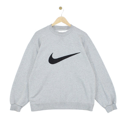 Mens Oversized Sweatshirt Swoosh Crew Neck Pullover
