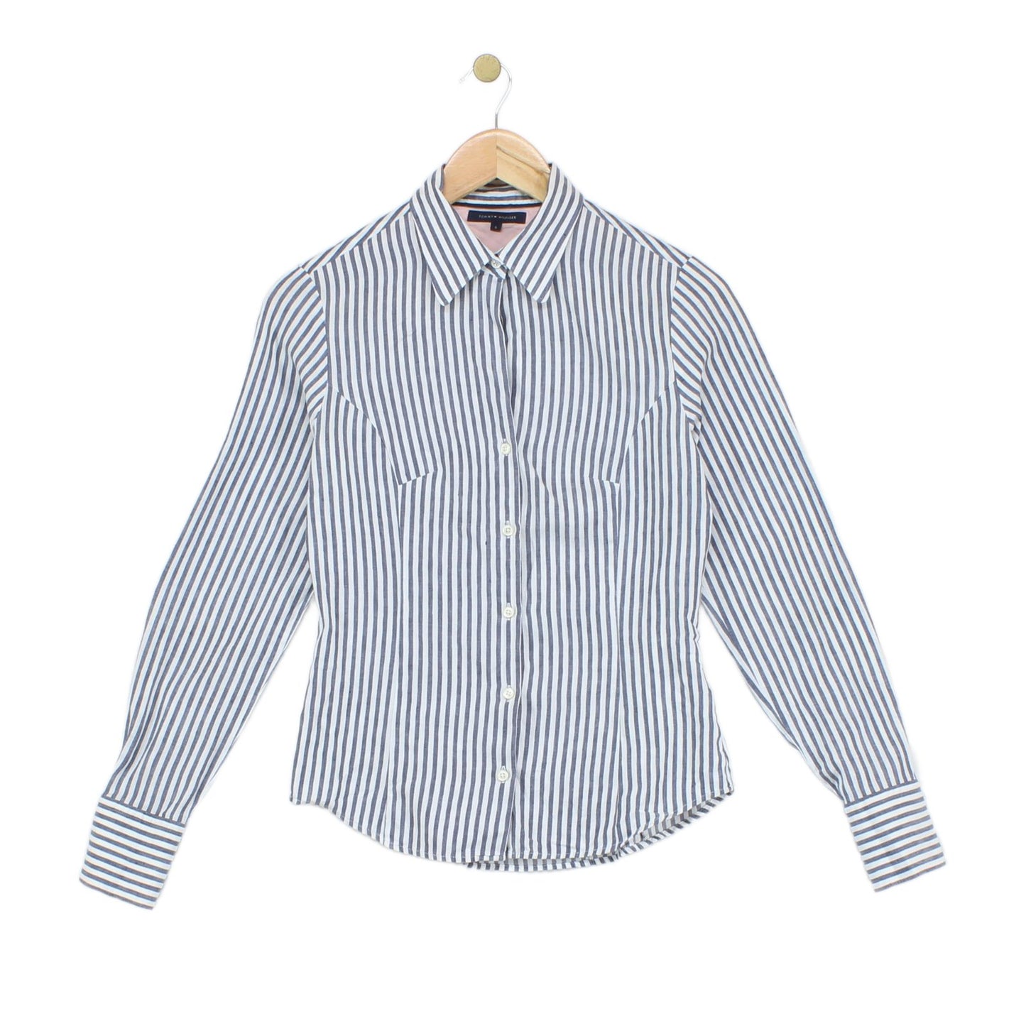 Womens Striped Shirt Button Up Cotton Linen