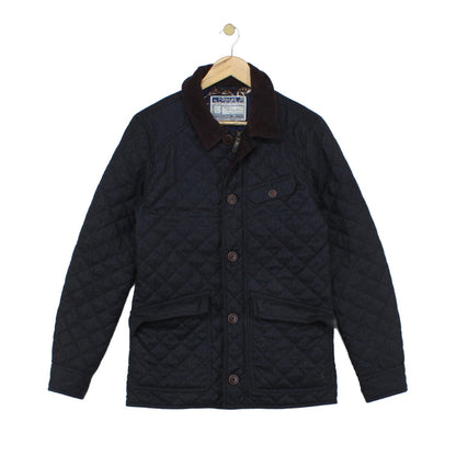Mens Quilted Jacket Corduroy Collar Button