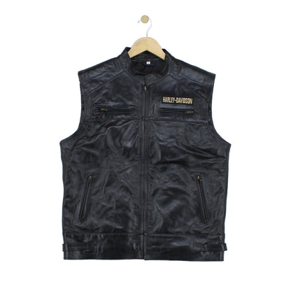 Mens Custom Leather Vest Jacket Sleeveless
