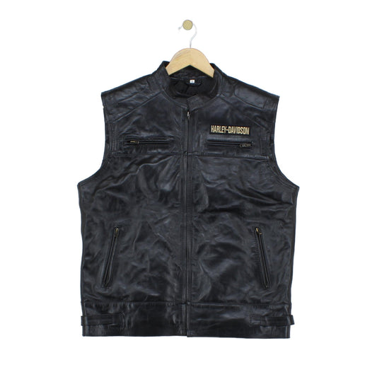 Mens Custom Leather Vest Jacket Sleeveless