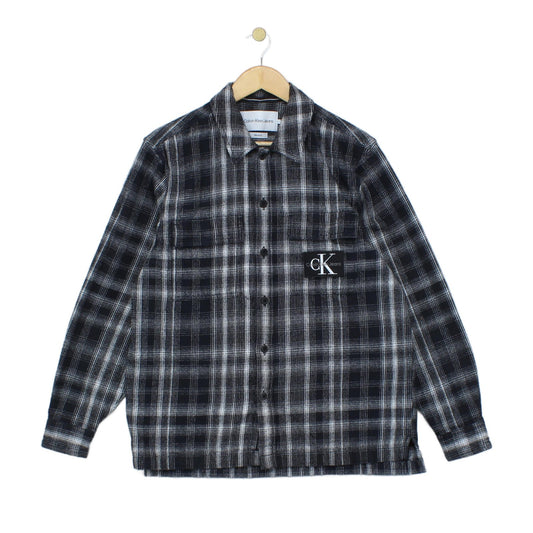 Mens Plaid Overshirt Long Sleeve Relaxed Fit