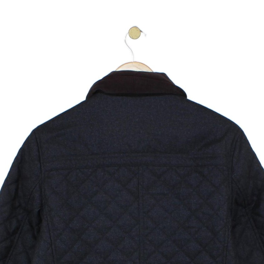 Mens Quilted Jacket Corduroy Collar Button